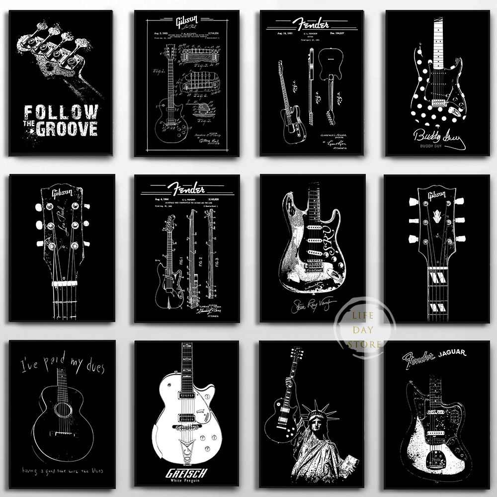 Affiches de brevet de guitare  - Picture Of Musical Instrument avis et prix