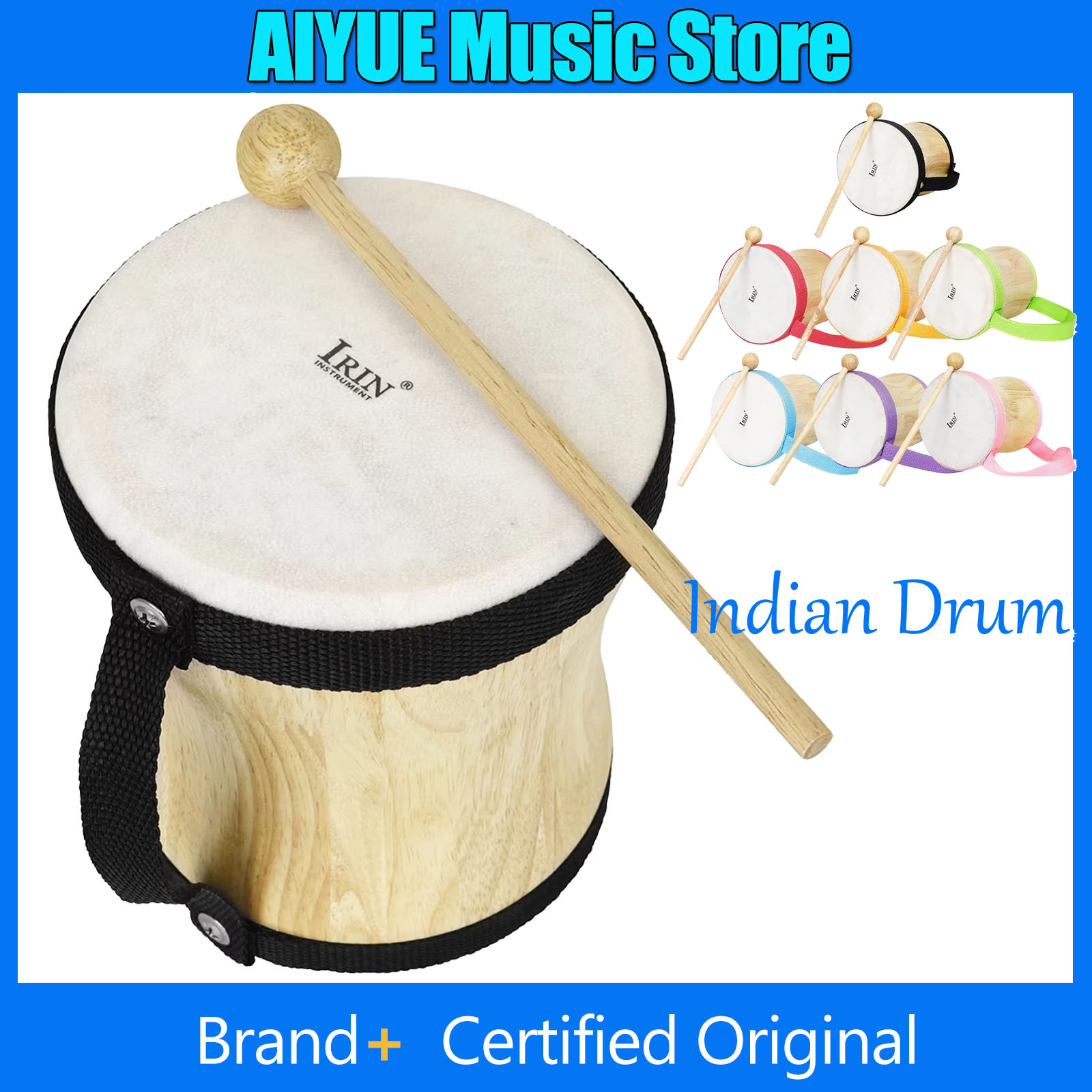 Tambour indien en bois avec pe - Musical Instrument Indian avis et prix